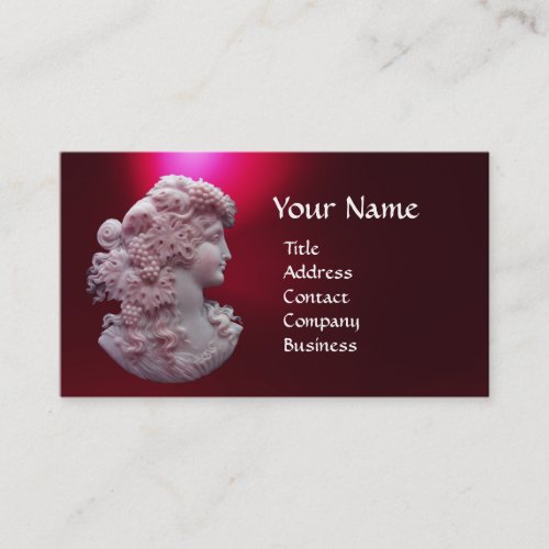 ANTIQUE CAMEO LADY WITH GRAPES AND GRAPEVINES BUSINESS CARD