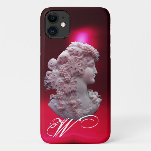ANTIQUE CAMEO LADY WITH GRAPES AND GRAPEVINES iPhone 11 CASE