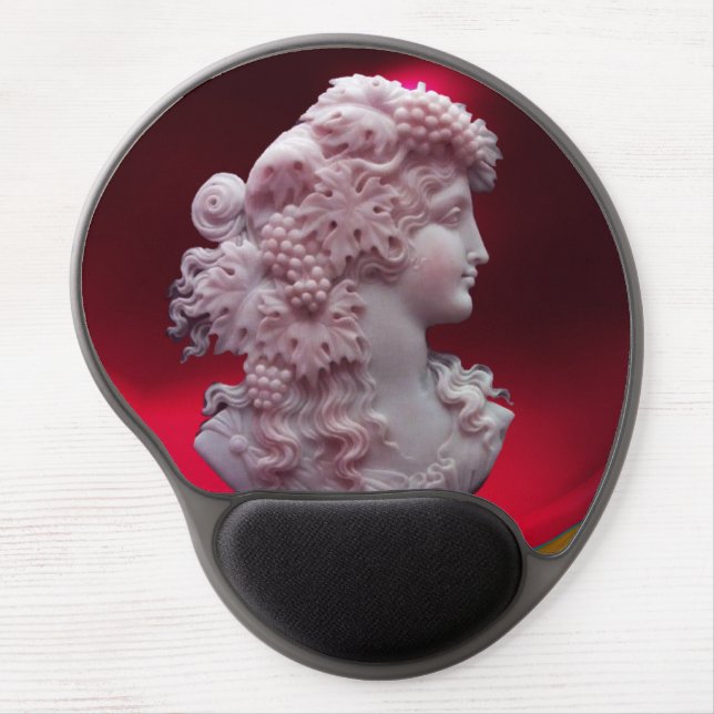 ANTIQUE CAMEO,LADY WITH GRAPES AND GRAPEVINES GEL MOUSE PAD (Front)