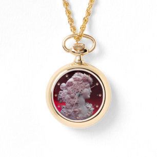ANTIQUE CAMEO, LADY WITH GRAPES AND GRAPEVINES WATCH