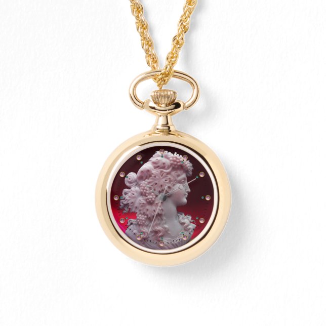 ANTIQUE CAMEO, LADY WITH GRAPES AND GRAPEVINES WATCH (Front)