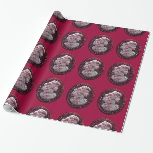 ANTIQUE CAMEO, LADY WITH GRAPES AND GRAPEVINES WRAPPING PAPER