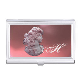 ANTIQUE CAMEO,LADY WITH GRAPES MONOGRAM BUSINESS CARD HOLDER