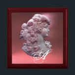 ANTIQUE CAMEO,LADY WITH GRAPES MONOGRAM GIFT BOX<br><div class="desc">Elegant ancient cammeo jewel with a beautiful woman profile with long hair ornamented with grapes and grapevines for vineyard harvest with pink gem stone.Part from " Season's Fruits ".This classy design is perfect for nutritionists, dieticians, caterers, food service, preparation or restaurant , catering , wine industries.</div>