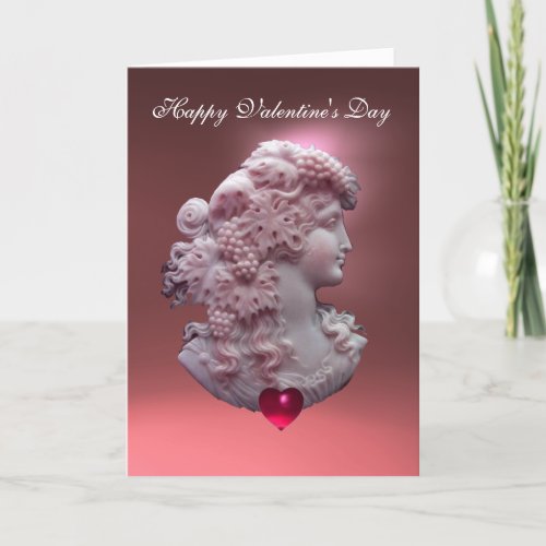 ANTIQUE CAMEOLADY WITH GRAPES Valentines Day Holiday Card