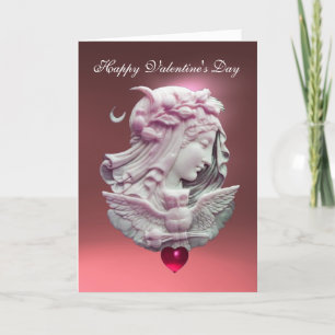 ANTIQUE CAMEO,MOON LADY OF NIGHT Valentine's Day Holiday Card