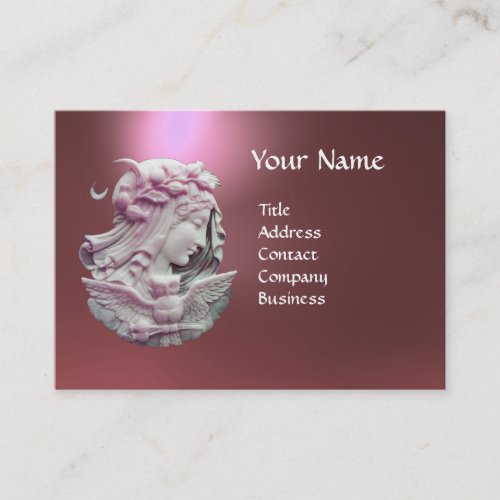 ANTIQUE CAMEOMOON LADY OF NIGHT WITH OWL BUSINESS CARD