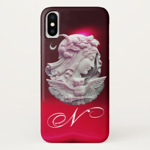 ANTIQUE CAMEOMOON LADY OF NIGHT WITH OWL MONOGRAM iPhone X CASE