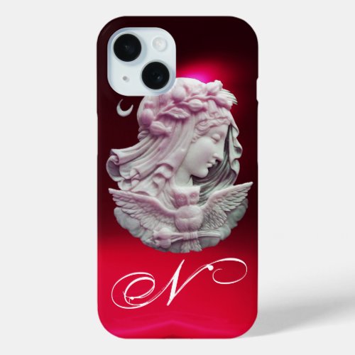 ANTIQUE CAMEOMOON LADY OF NIGHT WITH OWL MONOGRAM iPhone 15 CASE