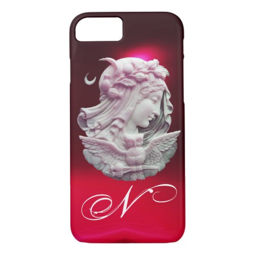 ANTIQUE CAMEOMOON LADY OF NIGHT WITH OWL MONOGRAM iPhone 87 CASE