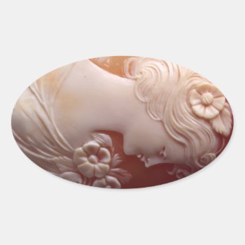 Antique Cameo Oval Sticker by Omtastic at Zazzle