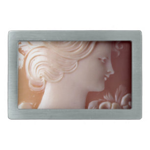 Antique Cameo Rectangular Belt Buckle