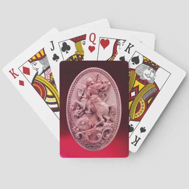 ANTIQUE CAMEO / SAINT GEORGE AND DRAGON MONOGRAM POKER CARDS (Back)