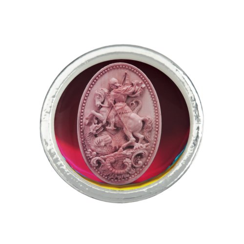 ANTIQUE CAMEO  SAINT GEORGE AND DRAGON RING