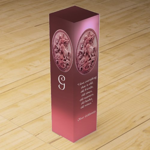 ANTIQUE CAMEOSAINT GEORGE  DRAGON MONOGRAM Pink Wine Gift Box
