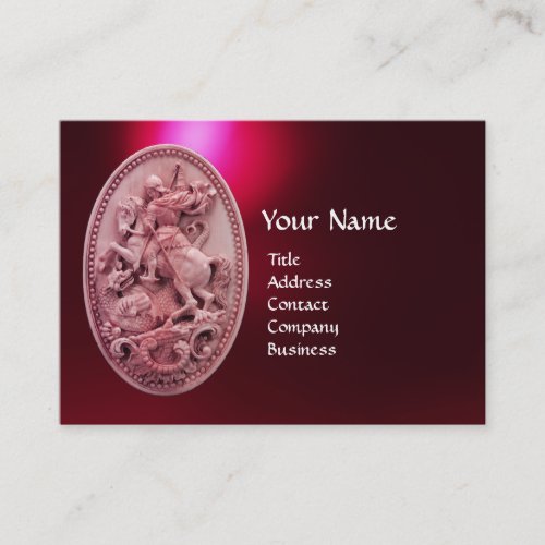 ANTIQUE CAMEO  SAINT GEORGE WITH DRAGON MONOGRAM BUSINESS CARD