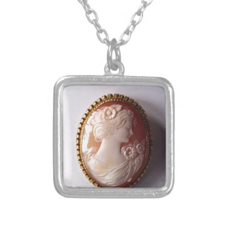 Antique Cameo Silver Plated Necklace