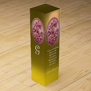 ANTIQUE CAMEO,ST GEORGE DRAGON MONOGRAM, Yellow Wine Gift Box