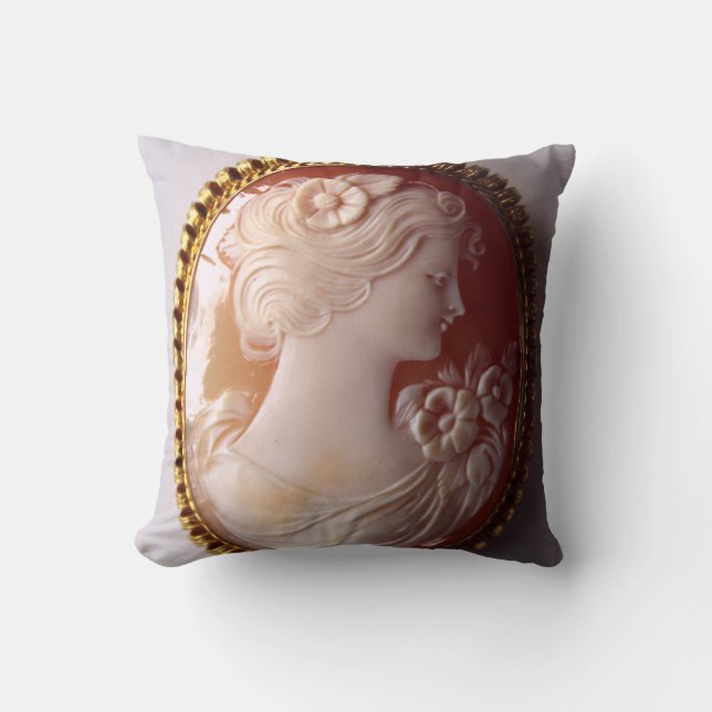 Antique Cameo Throw Pillow (Front)
