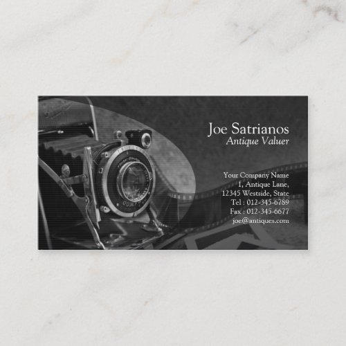 Antique Camera Grey Business Card