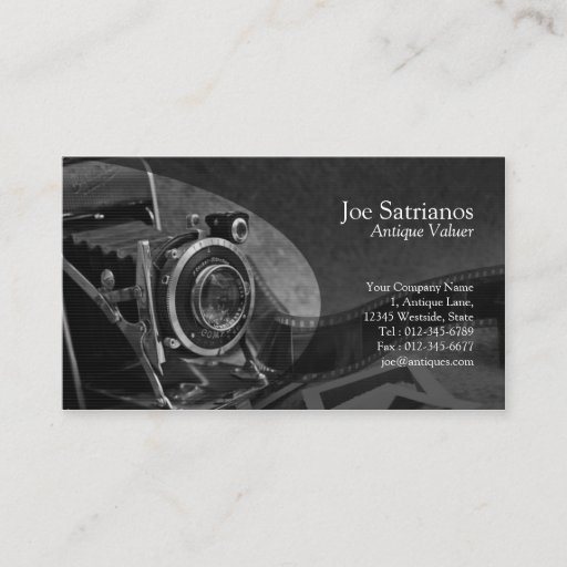 Customizable Antique Camera Grey Business Card