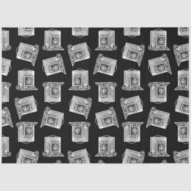 Antique Camera Pattern Illustrated Vintage Cameras Tissue Paper (Front)