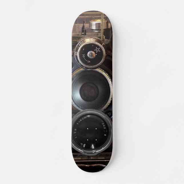 Antique Camera Photography Vintage Lens Film Skateboard Deck (Front)
