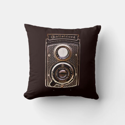 Antique camera rolleicord art deco throw pillow