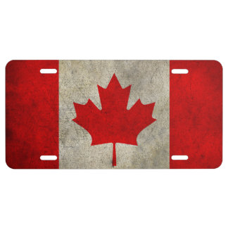 Antique Canadian Maple Leaf Flag License Plate