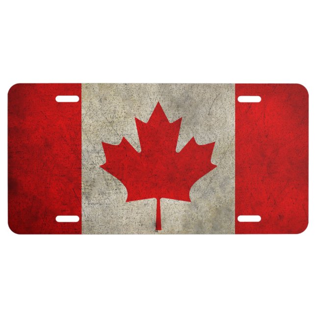 Antique Canadian Maple Leaf Flag License Plate (Front)