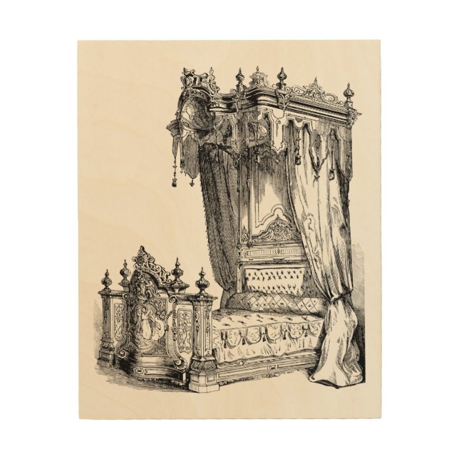 Antique Canopy Bed french Furniture Vintage Art (Front)