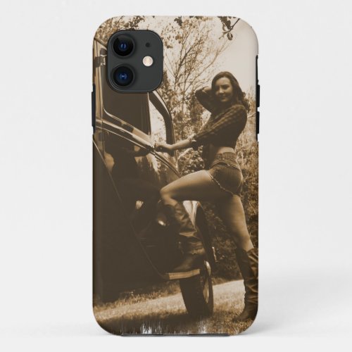 Antique Car and Girl iPhone 11 Case