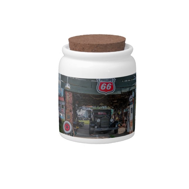 Antique Car and Pump Candy Jar (Front)