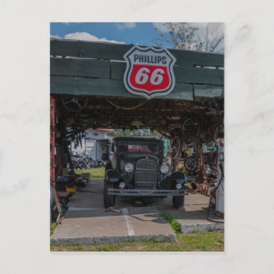 Antique Car and Pump Postcard