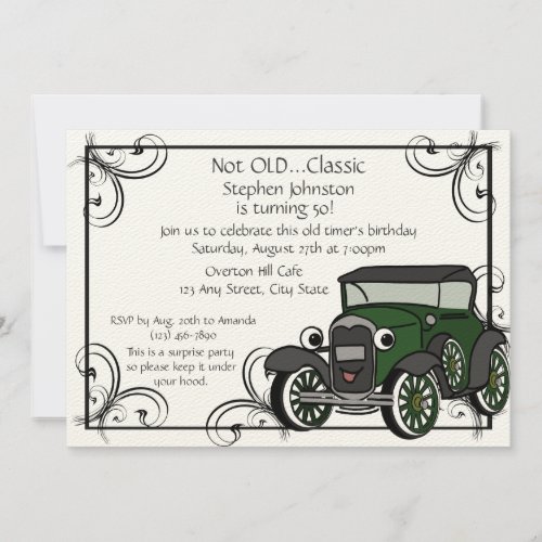 Antique Car Birthday Invitation