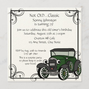 Antique Car Birthday Invitation