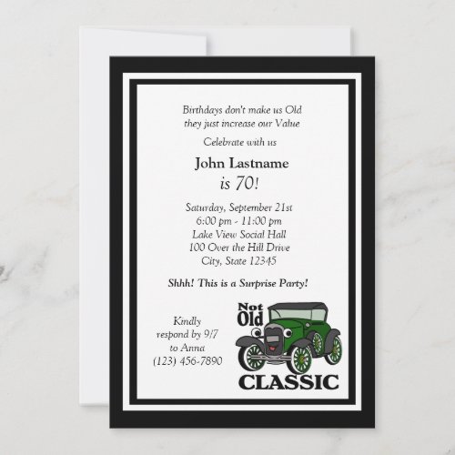 Antique Car Birthday Invite