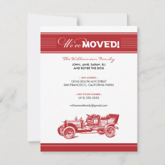 Antique Car Family Moving Announcement (red)