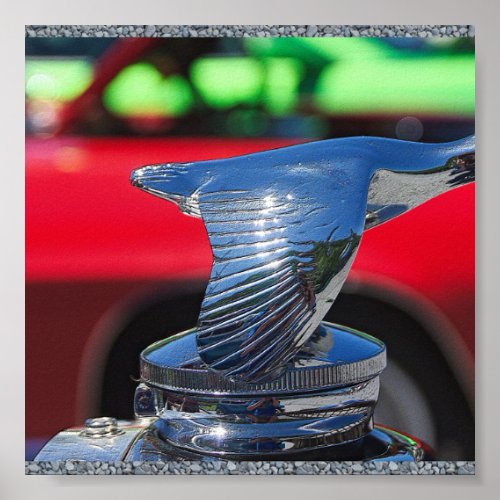 Antique car hood ornament poster