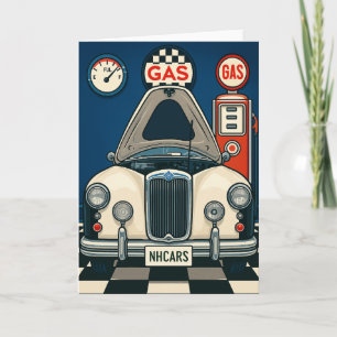 Antique Car Illustration Blank Greeting Card