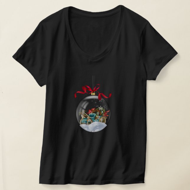 Antique Car in a Clear Christmas Bauble T-Shirt (Laydown)
