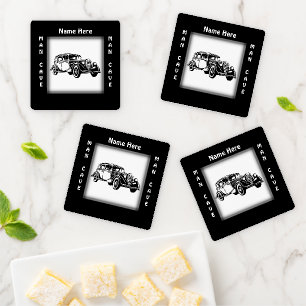 Antique Car Man Cave CUSTOMIZE Coaster Set