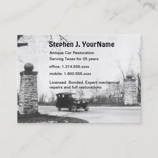 Customizable Antique Car Mechanic Restoration and Repair Business Card Template