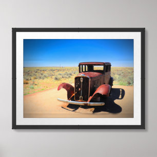 Antique Car on Route 66 near Holbrook, Arizona Framed Art