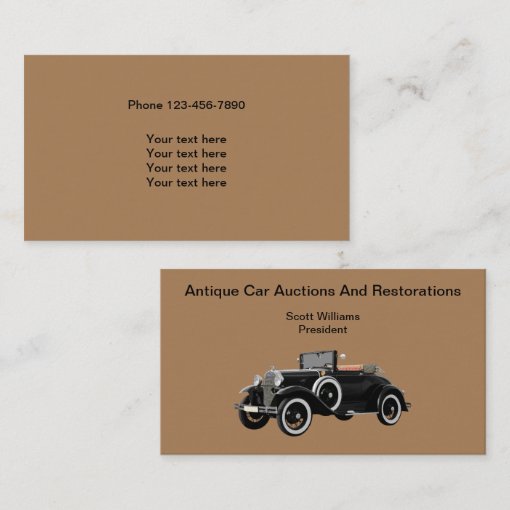 Antique Car Restoring And Auctions Business Card | Zazzle