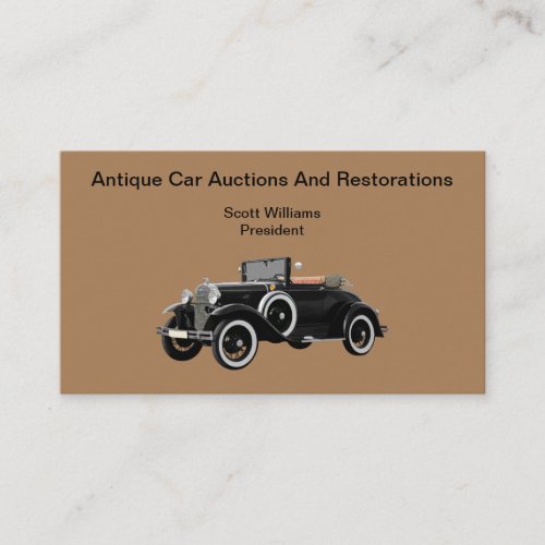 Antique Car Restoring And Auctions Business Card