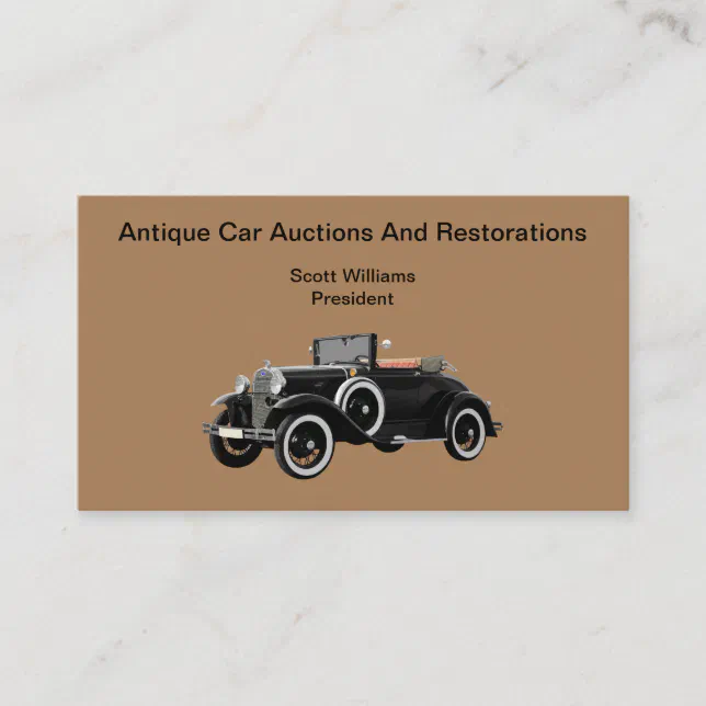 Antique Car Restoring And Auctions Business Card | Zazzle