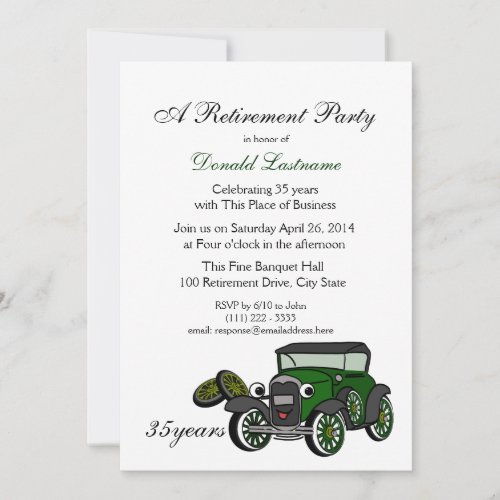 Antique Car Retirement Invitation