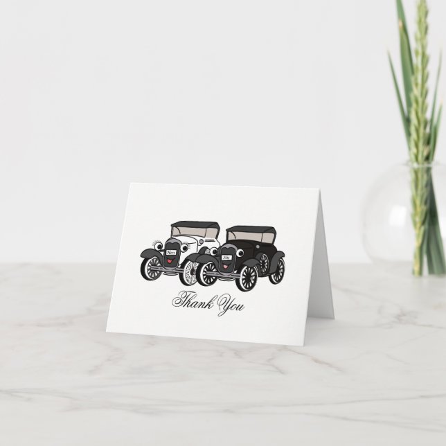 Antique Car Wedding Thank You Card (Front)