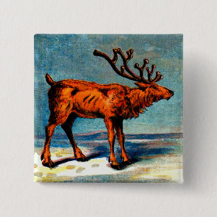 antique caribou print button